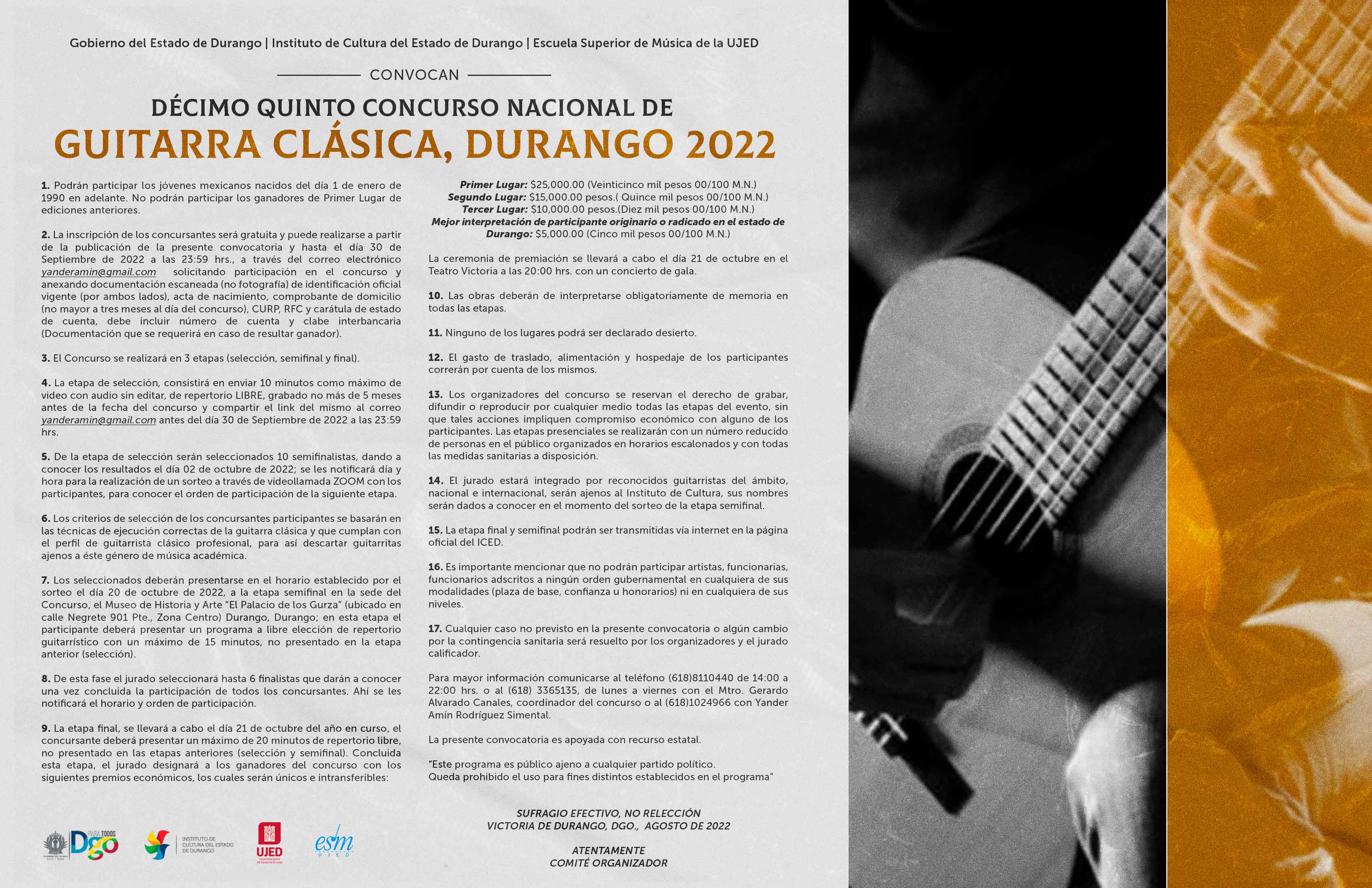 DECIMO QUINTO CONCURSO NACIONAL DE GUITARRA CLÁSICA DURANGO 2022