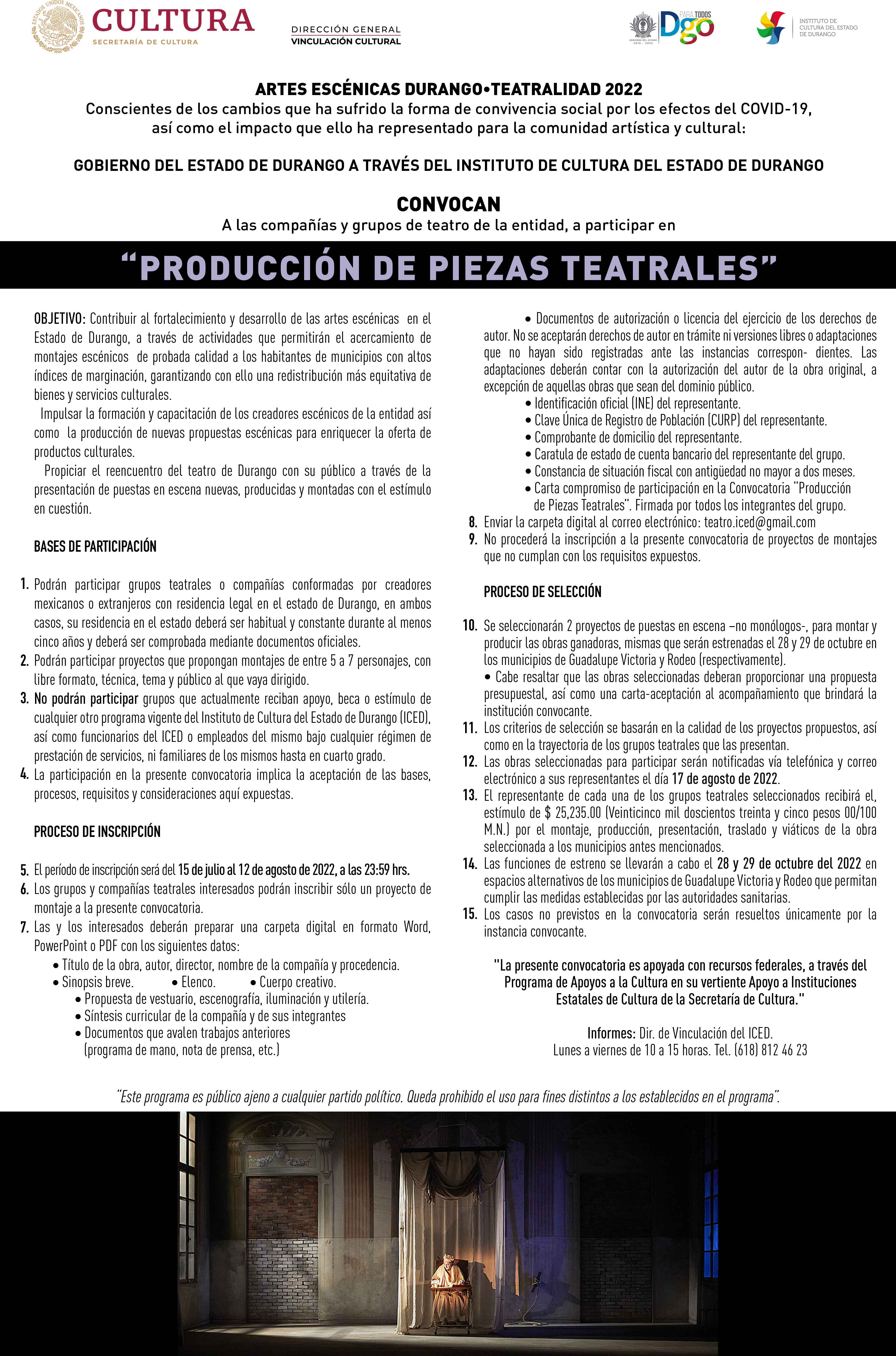 PRODUCCIÓN DE PIEZAS TEATRALES