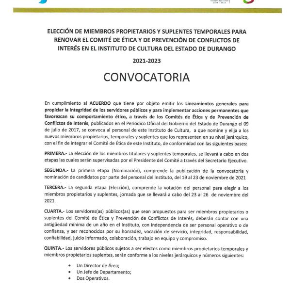 RENOVACIÓN COMITÉ DE ÉTICA Y DE PREVENCIÓN DE CONFLICTOS DE INTERÉS