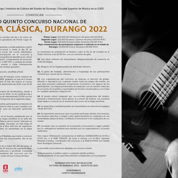 DECIMO QUINTO CONCURSO NACIONAL DE GUITARRA CLÁSICA DURANGO 2022