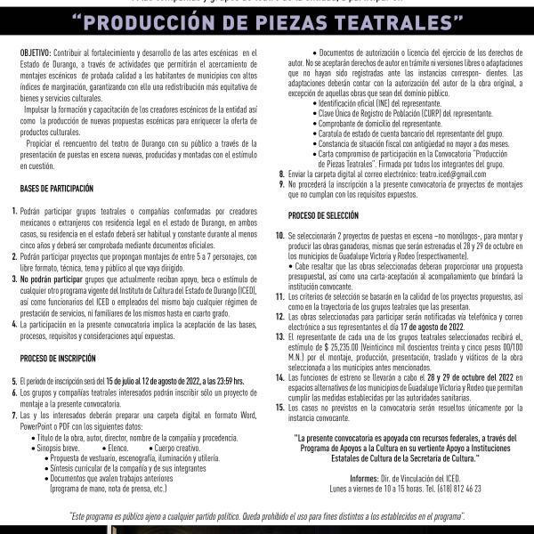 PRODUCCIÓN DE PIEZAS TEATRALES